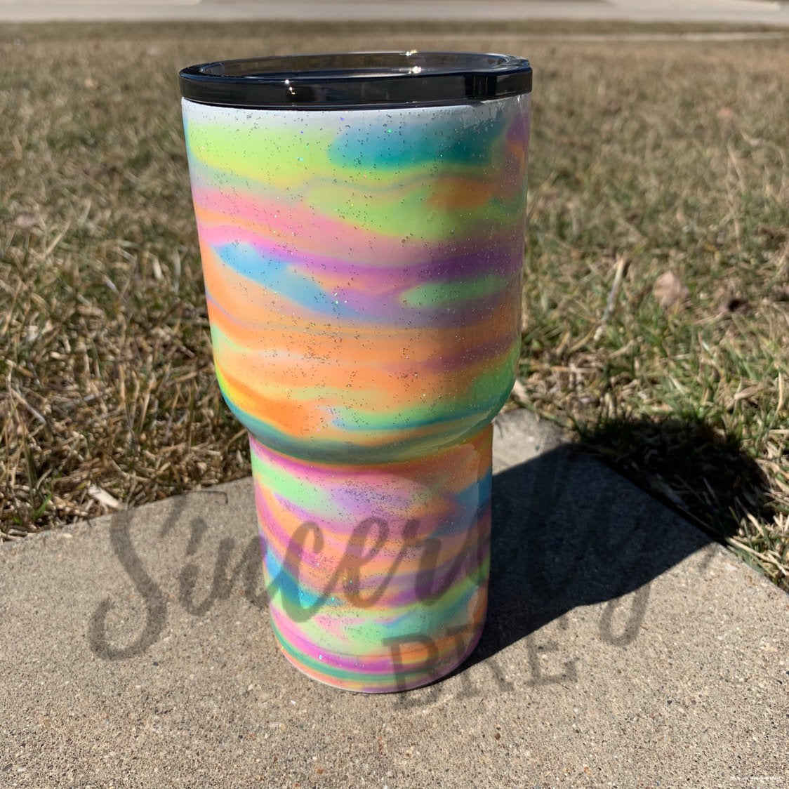 Sunshine glitter Cup Insulated Glitter Tumbler, 30 Ounce skinny