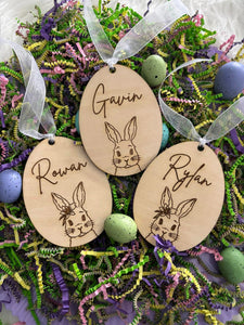 Wood Engraved Easter Tags