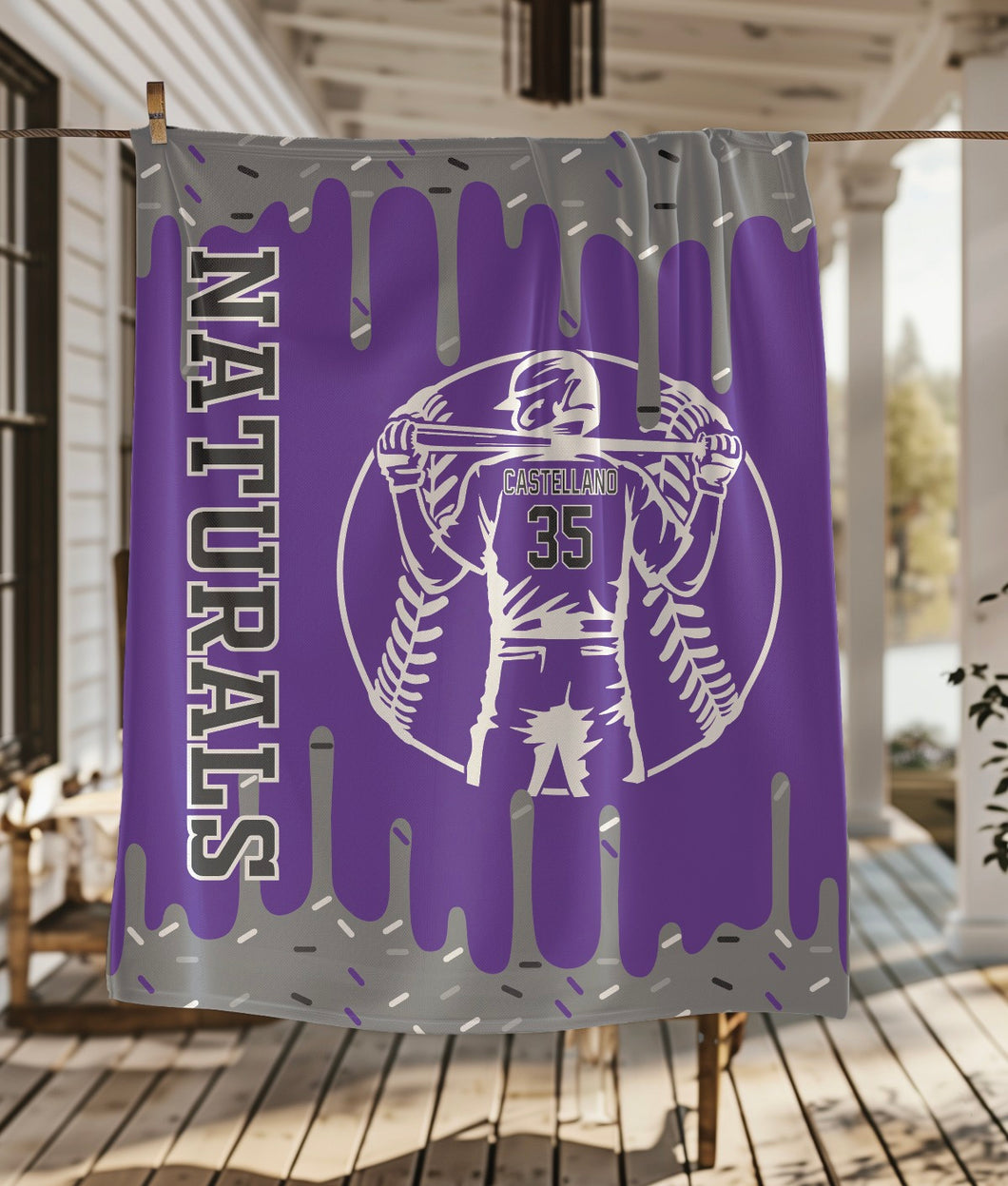 Baseball Drip Player Blanket 50x60 Fleece