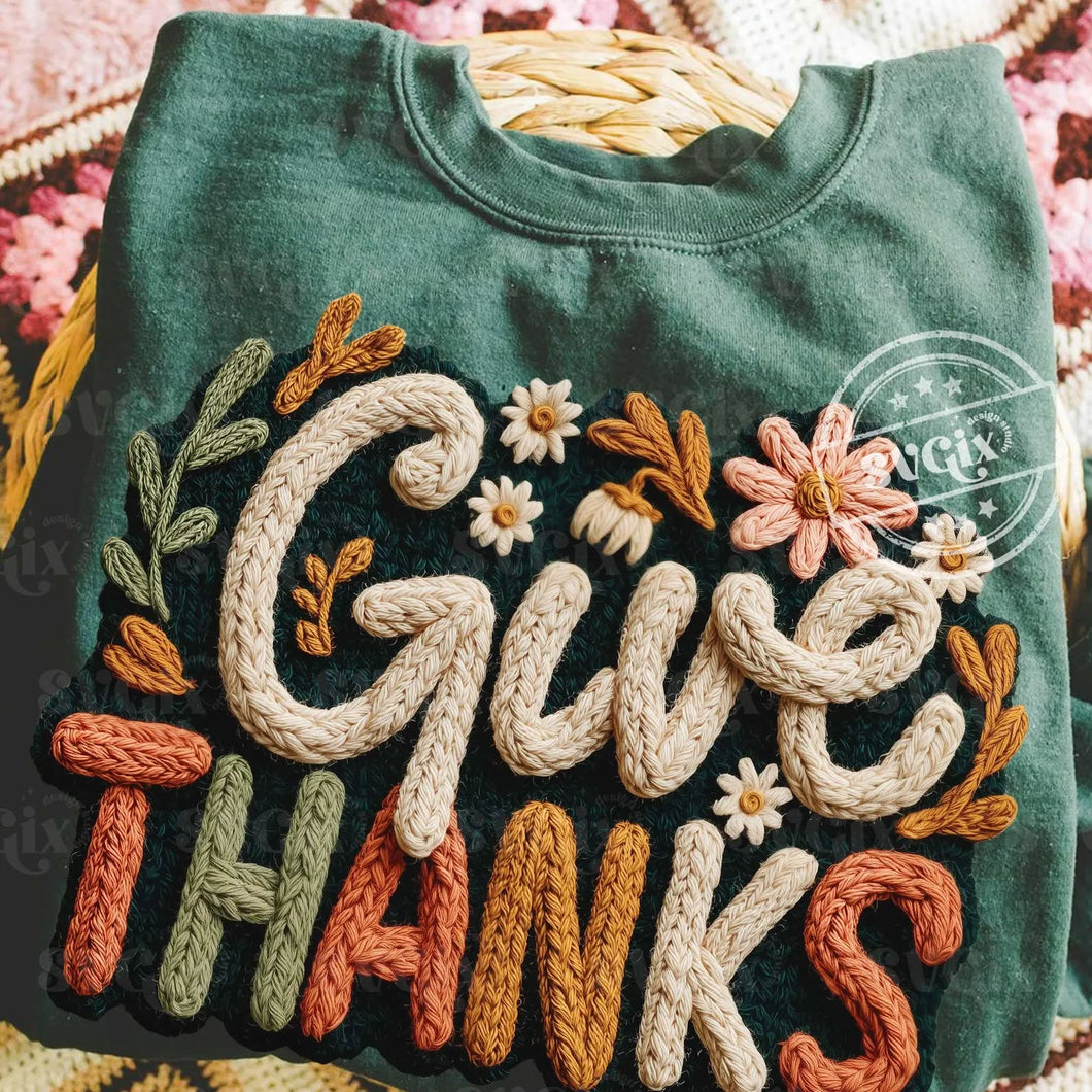 Give Thanks Faux Yarn Shirt
